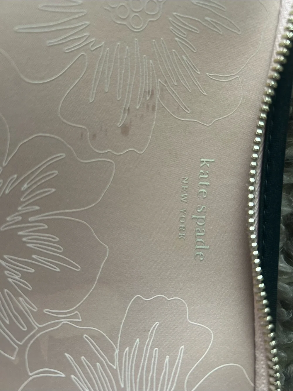 kate spade Blush Pink Floral Embossed Zippered Sleeve